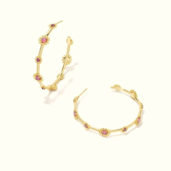 Kendra Scott Hazel Purple Opalite Crystal Mix Gold Over BraTwisted Hoop Earrings - Picture 1 of 4